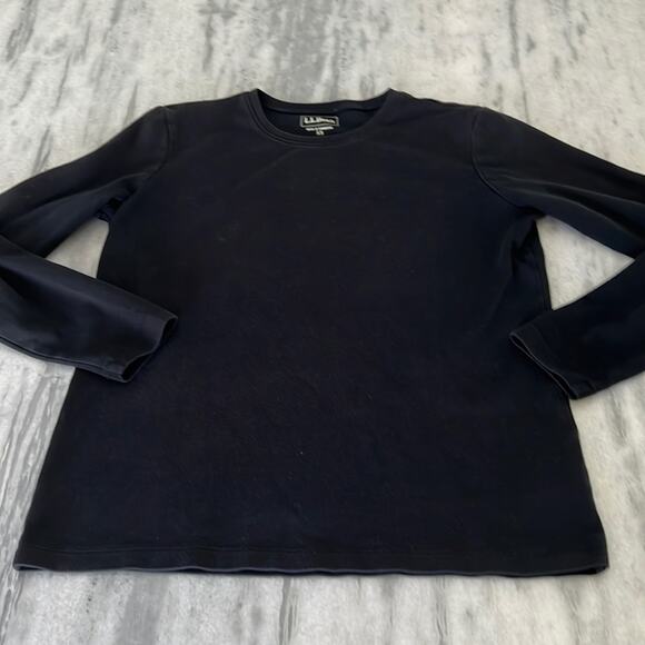 L.L.Bean Knit Top Size XS Black Cotton Long Sleeve Basic Gorpcore Base Layer - Picture 5 of 10